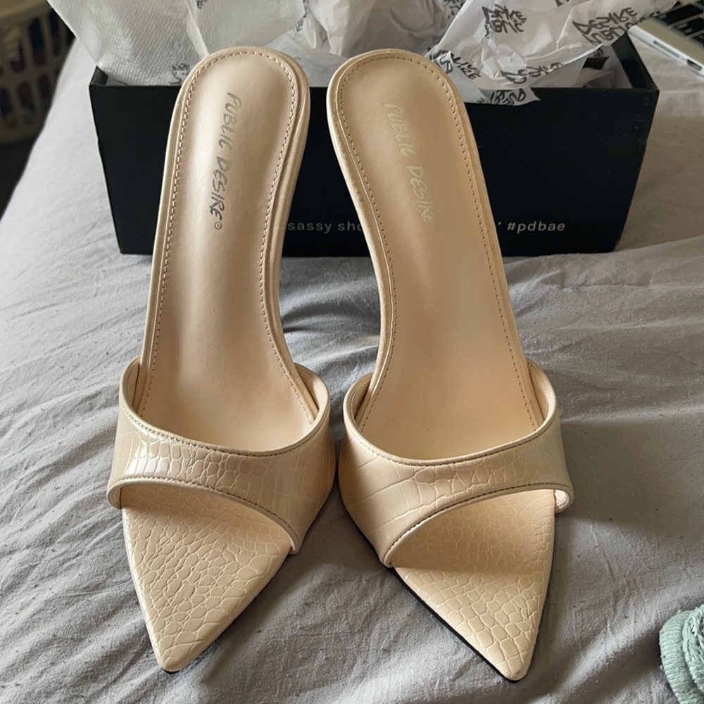 Wide Fit Nude Croc Metallic Stiletto Heels